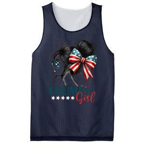 Proud Trump Girl Vote America Flag Design Mesh Reversible Basketball Jersey Tank