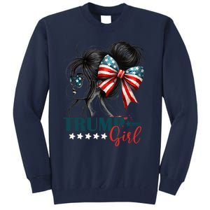 Proud Trump Girl Vote America Flag Design Tall Sweatshirt