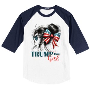 Proud Trump Girl Vote America Flag Design Baseball Sleeve Shirt