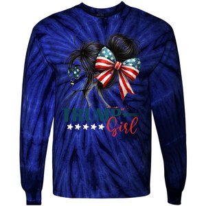 Proud Trump Girl Vote America Flag Design Tie-Dye Long Sleeve Shirt