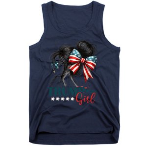 Proud Trump Girl Vote America Flag Design Tank Top