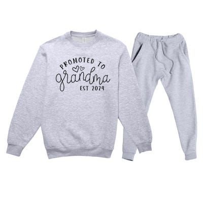 Promoted To Grandma Est 2024 New Grandma Mothers Day Premium Crewneck Sweatsuit Set