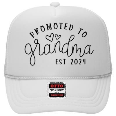 Promoted To Grandma Est 2024 New Grandma Mothers Day High Crown Mesh Back Trucker Hat