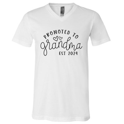 Promoted To Grandma Est 2024 New Grandma Mothers Day V-Neck T-Shirt