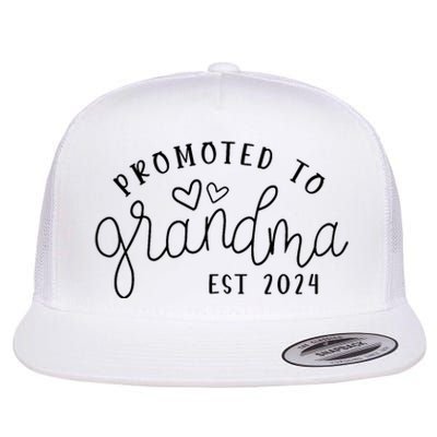 Promoted To Grandma Est 2024 New Grandma Mothers Day Flat Bill Trucker Hat