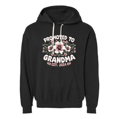 Promoted To Grandma Est. 2024 Grandparents Baby Announcement Garment-Dyed Fleece Hoodie