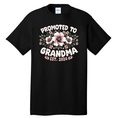 Promoted To Grandma Est. 2024 Grandparents Baby Announcement Tall T-Shirt