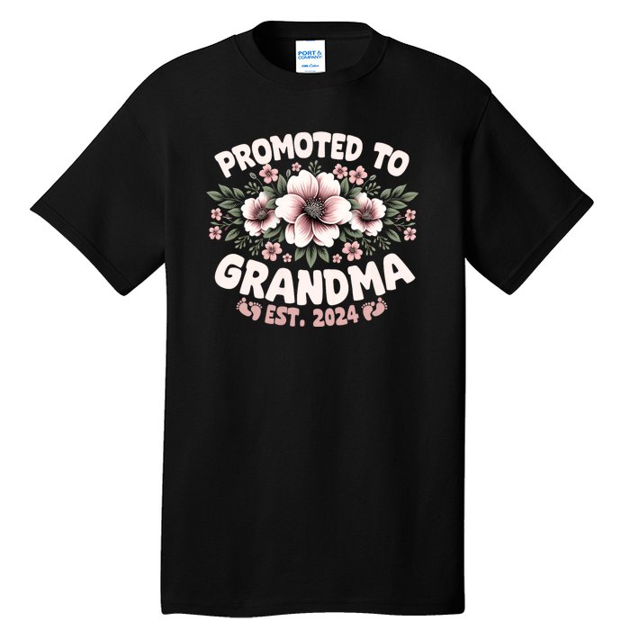 Promoted To Grandma Est. 2024 Grandparents Baby Announcement Tall T-Shirt