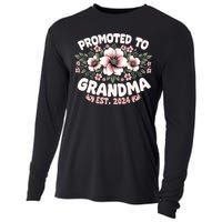 Promoted To Grandma Est. 2024 Grandparents Baby Announcement Cooling Performance Long Sleeve Crew