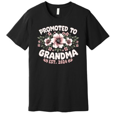 Promoted To Grandma Est. 2024 Grandparents Baby Announcement Premium T-Shirt