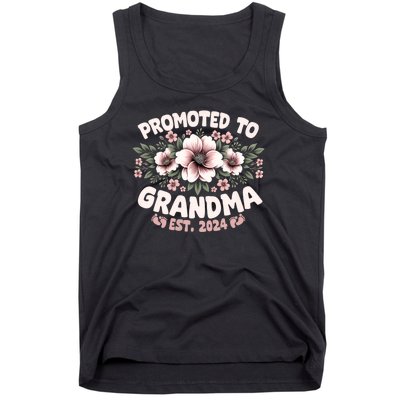 Promoted To Grandma Est. 2024 Grandparents Baby Announcement Tank Top