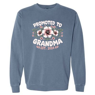 Promoted To Grandma Est. 2024 Grandparents Baby Announcement Garment-Dyed Sweatshirt