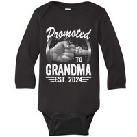 Promoted To Grandma Est. 2024 Grandparents Baby Announcement Baby Long Sleeve Bodysuit