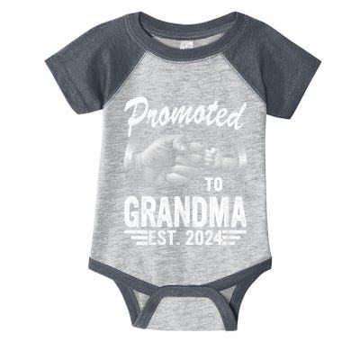 Promoted To Grandma Est. 2024 Grandparents Baby Announcement Infant Baby Jersey Bodysuit