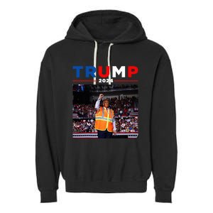 President Trump Garbage Truck Worker Vest Maga 2025 Garment-Dyed Fleece Hoodie