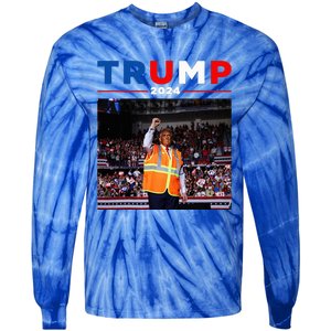 President Trump Garbage Truck Worker Vest Maga 2025 Tie-Dye Long Sleeve Shirt