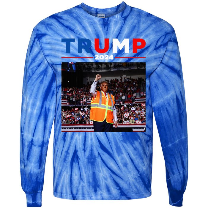 President Trump Garbage Truck Worker Vest Maga 2025 Tie-Dye Long Sleeve Shirt