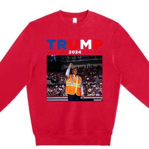 President Trump Garbage Truck Worker Vest Maga 2025 Premium Crewneck Sweatshirt