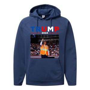 President Trump Garbage Truck Worker Vest Maga 2025 Performance Fleece Hoodie