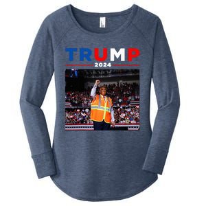 President Trump Garbage Truck Worker Vest Maga 2025 Women's Perfect Tri Tunic Long Sleeve Shirt