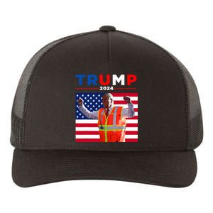 President Trump Garbage Truck Worker Vest Maga 2025 Yupoong Adult 5-Panel Trucker Hat