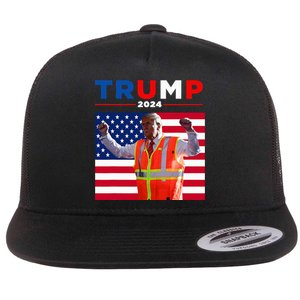 President Trump Garbage Truck Worker Vest Maga 2025 Flat Bill Trucker Hat