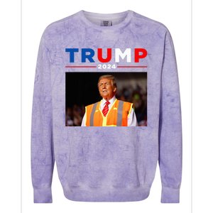 President Trump Garbage Truck Worker Vest Maga 2025 Colorblast Crewneck Sweatshirt