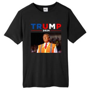 President Trump Garbage Truck Worker Vest Maga 2025 Tall Fusion ChromaSoft Performance T-Shirt