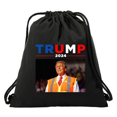 President Trump Garbage Truck Worker Vest Maga 2025 Drawstring Bag