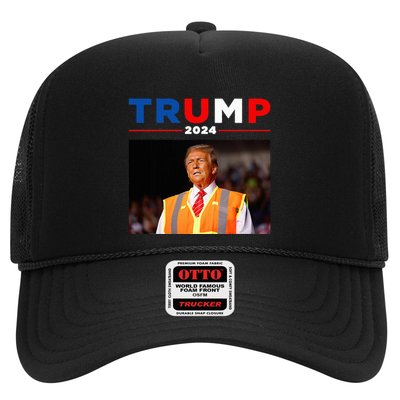 President Trump Garbage Truck Worker Vest Maga 2025 Trucker Hat