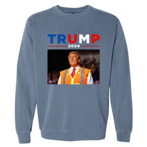 President Trump Garbage Truck Worker Vest Maga 2025 Garment-Dyed Sweatshirt