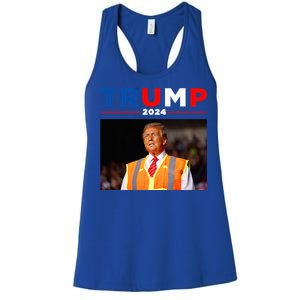 President Trump Garbage Truck Worker Vest Maga 2025 Women's Racerback Tank