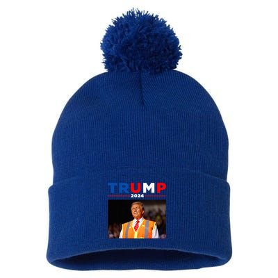 President Trump Garbage Truck Worker Vest Maga 2025 Pom Pom 12in Knit Beanie