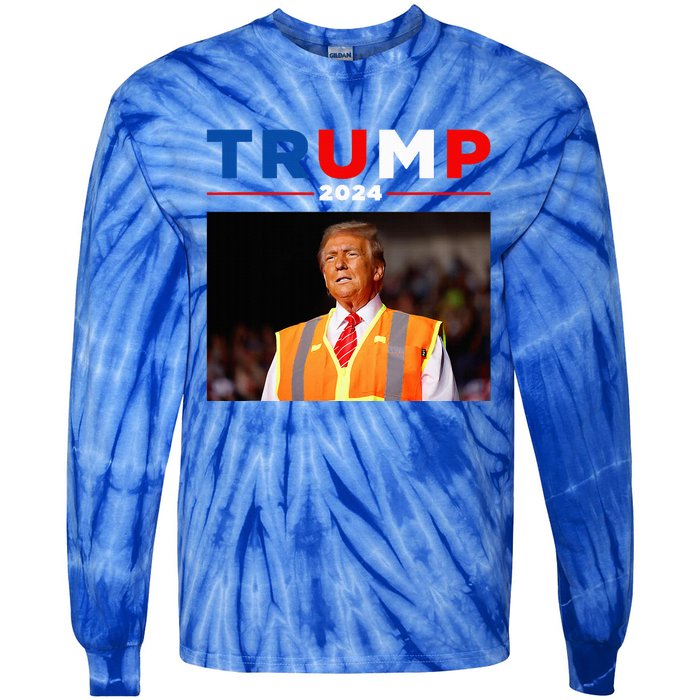 President Trump Garbage Truck Worker Vest Maga 2025 Tie-Dye Long Sleeve Shirt