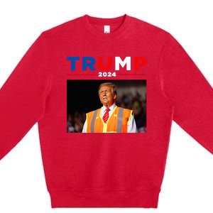 President Trump Garbage Truck Worker Vest Maga 2025 Premium Crewneck Sweatshirt