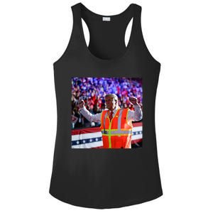 President Trump Garbage Truck Worker Vest Maga 2025 Ladies PosiCharge Competitor Racerback Tank