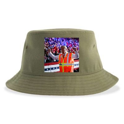 President Trump Garbage Truck Worker Vest Maga 2025 Sustainable Bucket Hat