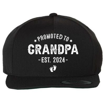 Promoted To Grandpa 2024 Soon To Be First Time Grandfather Wool Snapback Cap