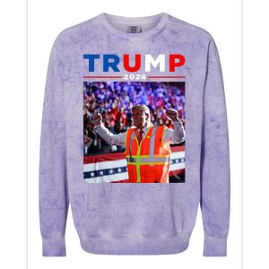 President Trump Garbage Truck Worker Vest Maga 2025 Colorblast Crewneck Sweatshirt