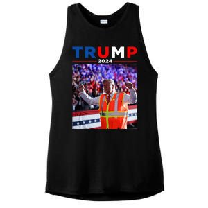 President Trump Garbage Truck Worker Vest Maga 2025 Ladies PosiCharge Tri-Blend Wicking Tank