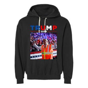 President Trump Garbage Truck Worker Vest Maga 2025 Garment-Dyed Fleece Hoodie