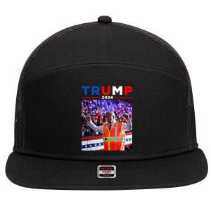 President Trump Garbage Truck Worker Vest Maga 2025 7 Panel Mesh Trucker Snapback Hat