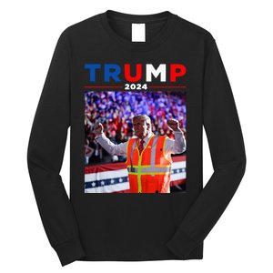 President Trump Garbage Truck Worker Vest Maga 2025 Long Sleeve Shirt