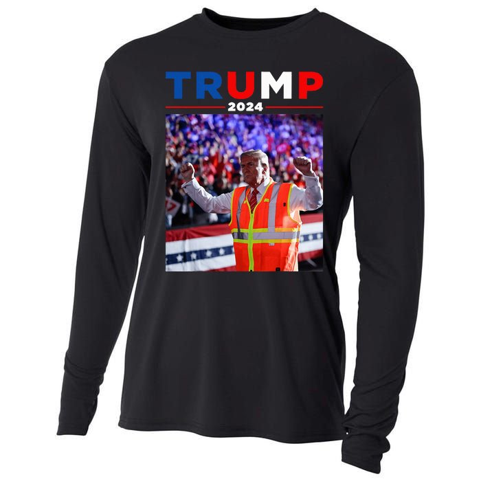 President Trump Garbage Truck Worker Vest Maga 2025 Cooling Performance Long Sleeve Crew