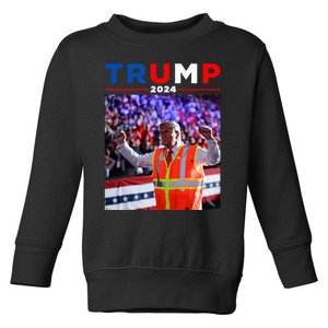 President Trump Garbage Truck Worker Vest Maga 2025 Toddler Sweatshirt