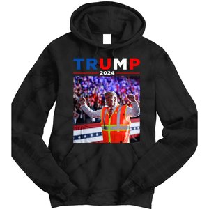 President Trump Garbage Truck Worker Vest Maga 2025 Tie Dye Hoodie