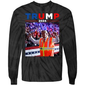 President Trump Garbage Truck Worker Vest Maga 2025 Tie-Dye Long Sleeve Shirt