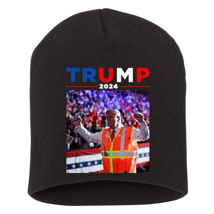 President Trump Garbage Truck Worker Vest Maga 2025 Short Acrylic Beanie