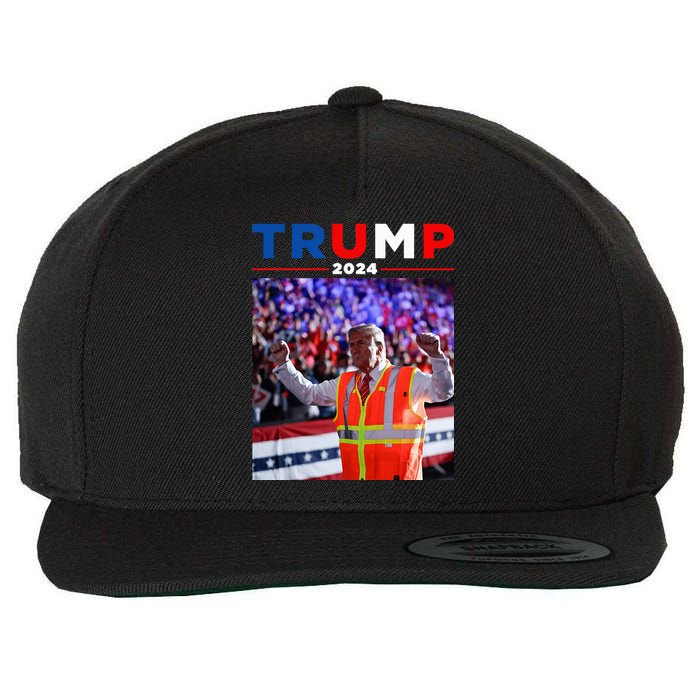 President Trump Garbage Truck Worker Vest Maga 2025 Wool Snapback Cap