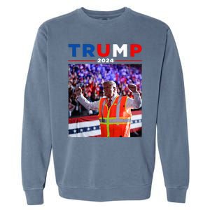 President Trump Garbage Truck Worker Vest Maga 2025 Garment-Dyed Sweatshirt